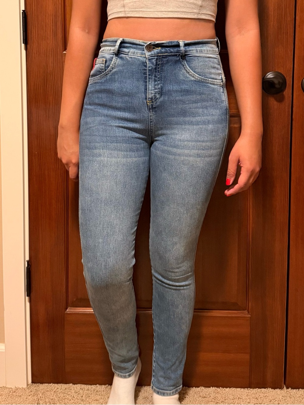 High-Rise Light Wash Skinny Jeans for Women
